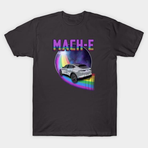 Mach-E Rides the Rainbow Galaxy in Iconic Silver T-Shirt by zealology